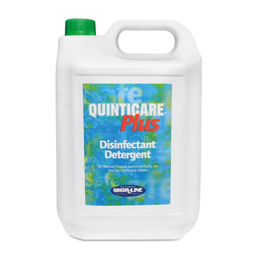 Detergente desinfectante Plus QUINTICAR™ p/ limpieza de jaulas, botella 5 litros
