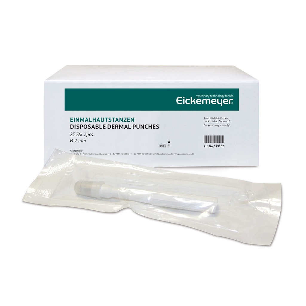 Punch de biopsia desechable, 2 mm,25/caja