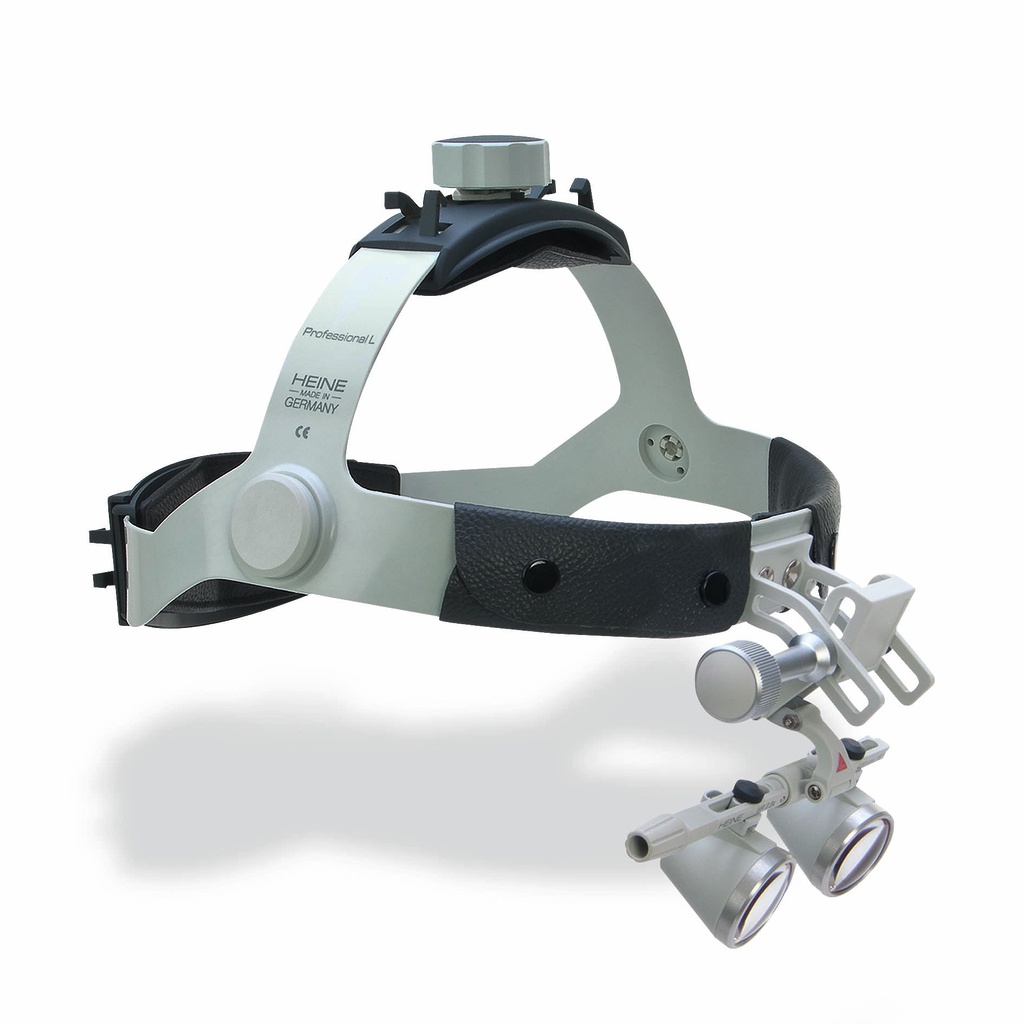 HR 2,5/340 mm con soporte para lupa iView en la cinta craneal Professional L sin protección contra salpicaduras S-Guard