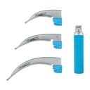 Set de laryngoscope MacIntosh avec poignée et 3 spatules de tailles 2, 3 et 4 dans un étui