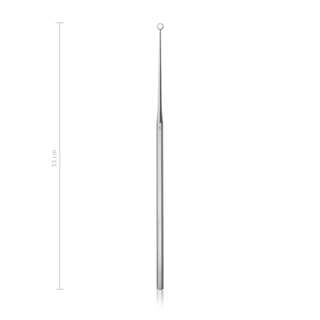 Curette auriculaire de Buck, 15 cm, courbe, mousse