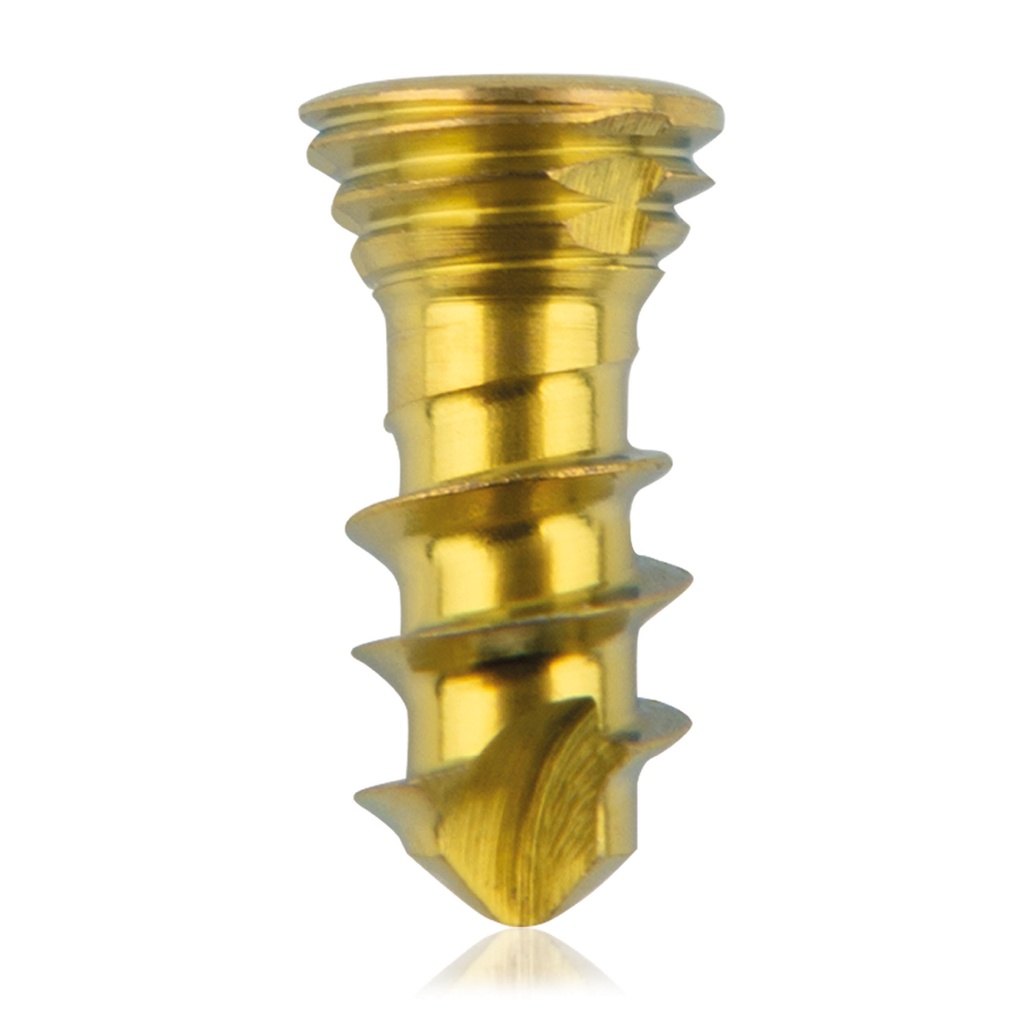 Tornillo de bloqueo de titanio Ø2,3x 6mm multidireccional, dorado, Torx 6 autoperforante, autorroscante