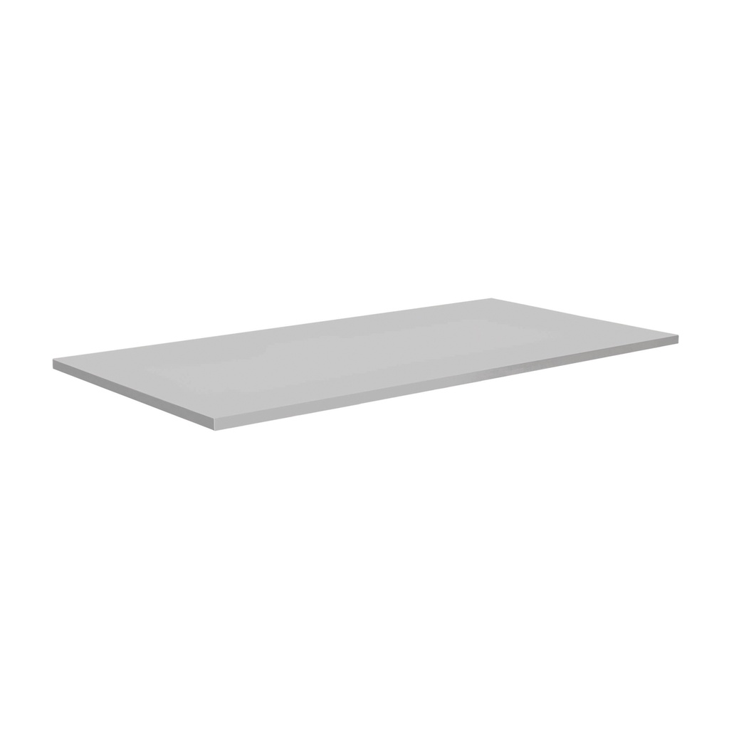 Tischplatte Edelstahl, flach, 1300 x 600 x 22 mm mit weisser Holzplatte unterfüttert
