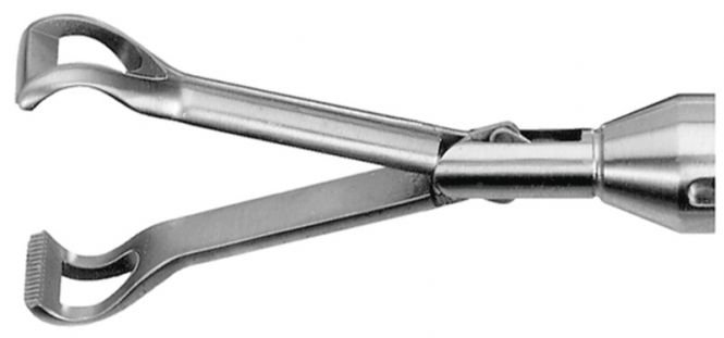 Pinza para coger Babcock, giratoria,conexión para la coagulación uinpolar,Ø = 10 mm, L = 45 cm, mango PVC