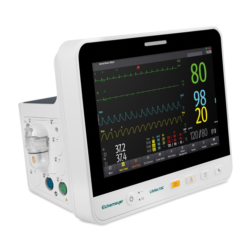 Monitor de paciente LifeVet 10C+ pantalla táctil de 10", batería con IBP y CO²