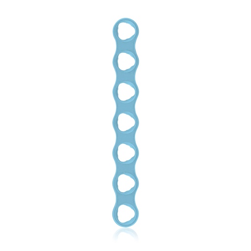 [197410] Plaque osseuse EickLoxx Micro, système 1,0 mm, bleu clair, 7 trous, dimensions en mm : 27,5 x 3,5x 1,0